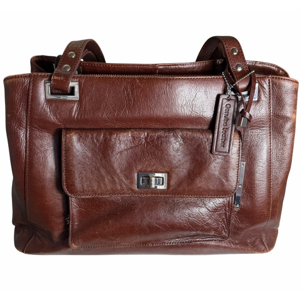 Wilsons Leather Brown Genuine Leather Tote Shoulder Bag Purse Distressed